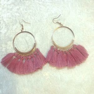 **NEW** Soft rose tassel hoops